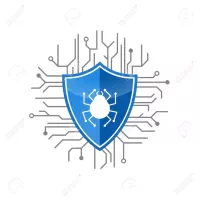 96951070 blue shield antivirus logo with digital cobweb vector illustration secure logo for software design